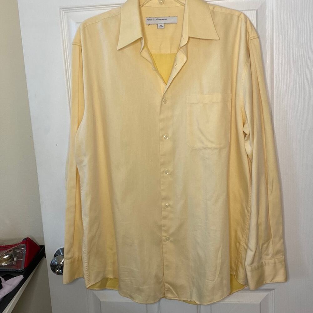 Perry Ellis Portfolio Modern Fit Yellow Dress Shirt 16